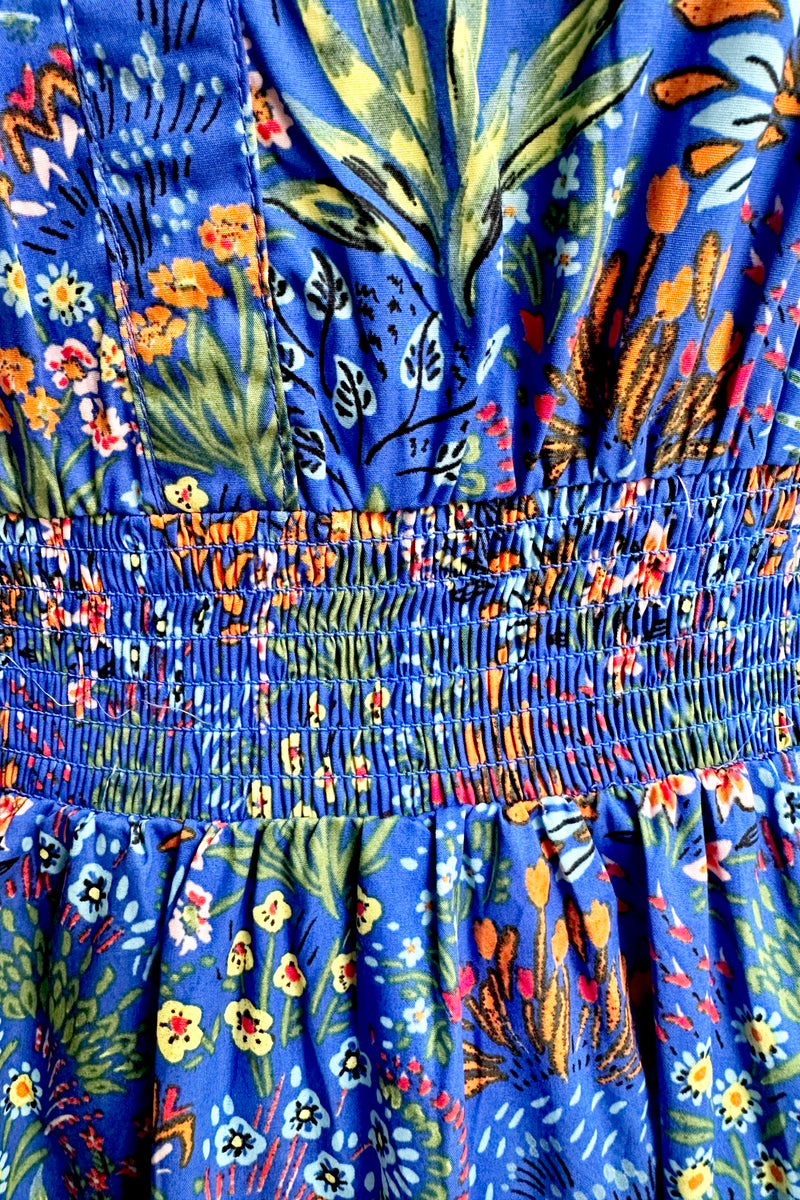 cobalt blue floral dress Womens Love & Roses x RHS Cobalt Blue Floral Placement Satin Flutter Sleeve Midi Dress US 16