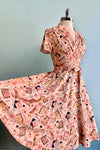Vintage Books Short Sleeve Rose Dress in Pink by Miss Lulo