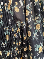 Black Floral Smocked Midi Dress