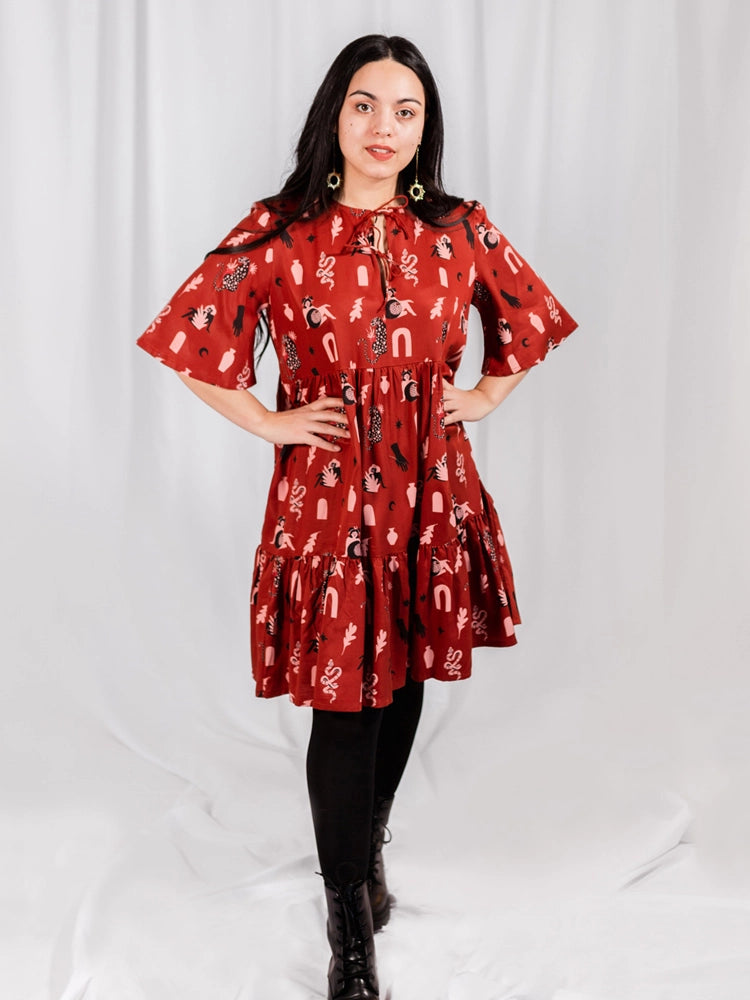 Modern Objects Adelaide Mini Dress in Cranberry by Mata Traders