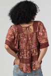 Lace Trim Tiered Top in Rust by Angie