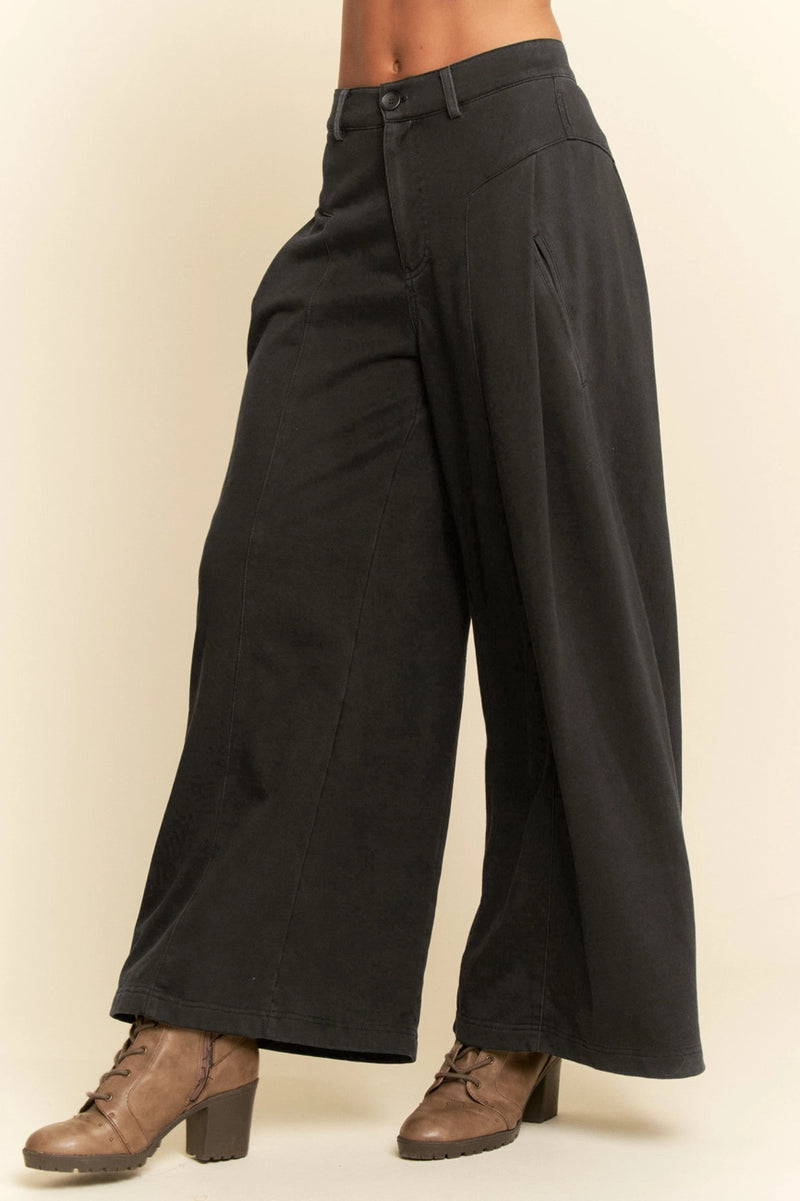 Jersey Wide Leg Pants in Black