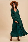 Lace Panel Maxi Dress in Emerald