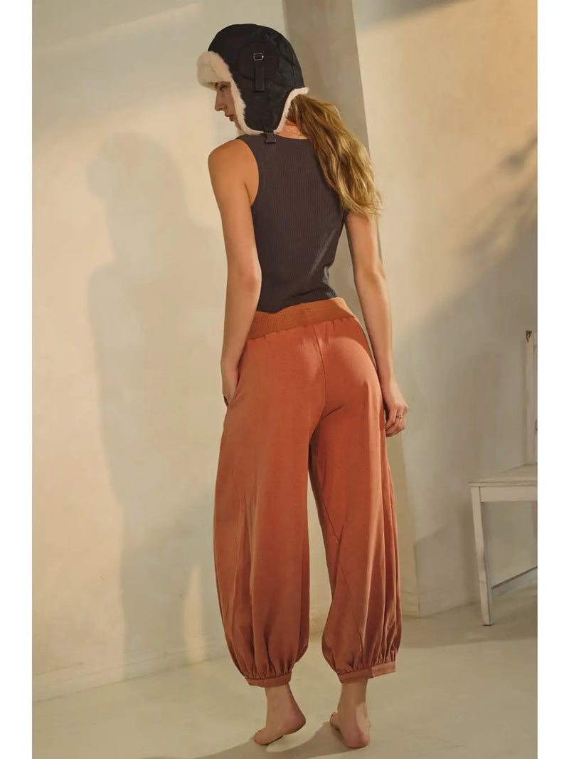 Washed Rust French Terry Cropped Bubble Pants