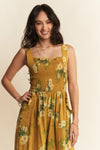 Daisy Smocked Wide Leg Jumpsuit in Yellow