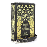 Black Floral Pride and Prejudice Book Cross-body Bag