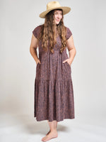 Tree Rings Navy and Pink Tiered Jersey Dress by Mata Traders