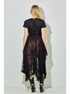 Black Tie Front Lace Vest Duster Dress