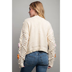3D Flower Cardigan in Ivory