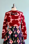 Pink & Burgundy Large Scale Floral Print Sweater