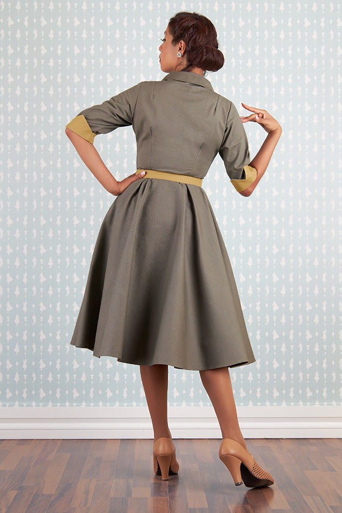 Ezabel-Khalia Sage Green Shirt Dress by Miss Candyfloss Small Ezabel-Khalia Sage Green Shirt Dress by Miss Candyfloss Small