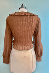Lace Up Smocked Top in Mocha