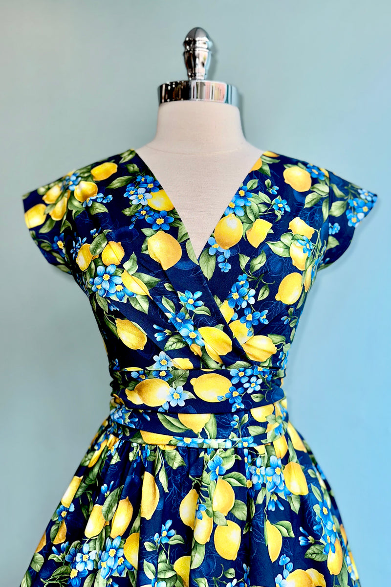 Navy Lemons Greta Dress by Retrolicious