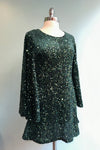 Green Sequin Bell Sleeve Mini Dress