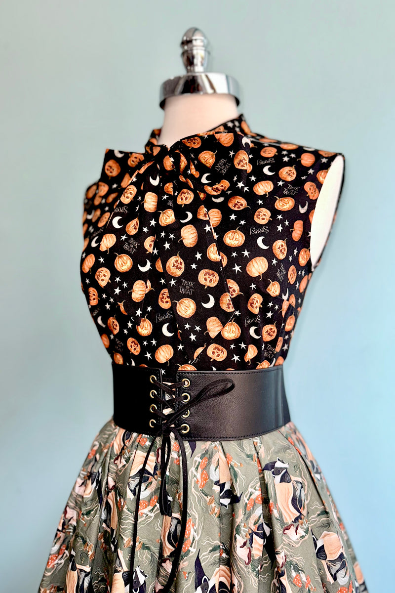 Moons and Jack O' Lantern Bow Top by Retrolicious