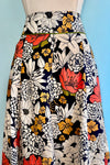 Navy and Orange Daisy Print Midi Skirt by Apsara