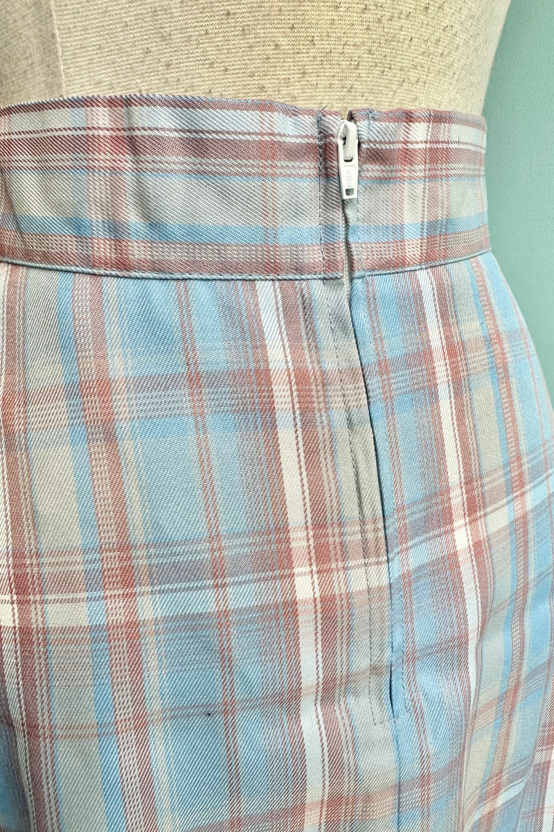 Blue and Pink Plaid Skirt by Orchid Bloom
