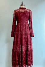 Lace Victorian Inspired Maxi Dress in Plum