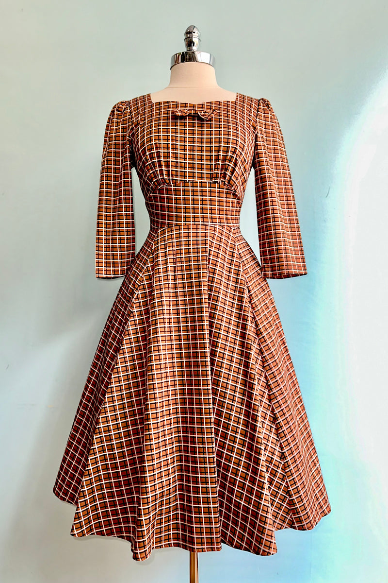 Rust Check Daniella Dress by Hearts & Roses London