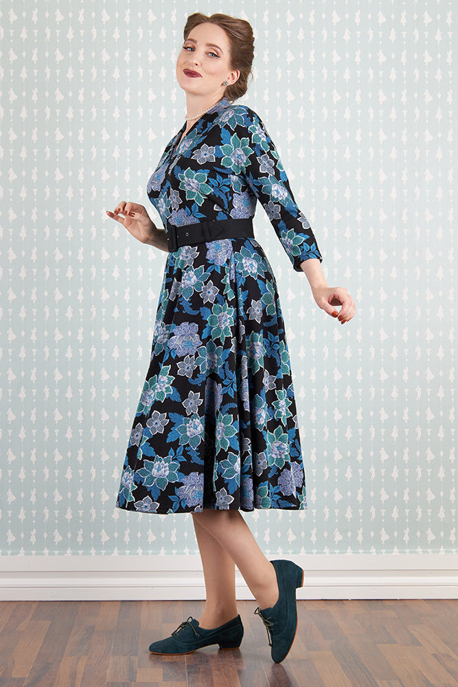 Hasia-Lee Blue Floral Knit Dress by Miss Candyfloss Modern Millie Hasia-Lee Blue Floral Knit Dress by Miss Candyfloss Modern Millie