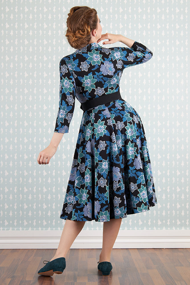 Hasia-Lee Blue Floral Knit Dress by Miss Candyfloss