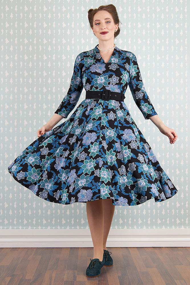 Hasia-Lee Blue Floral Knit Dress by Miss Candyfloss Modern Millie Hasia-Lee Blue Floral Knit Dress by Miss Candyfloss Modern Millie