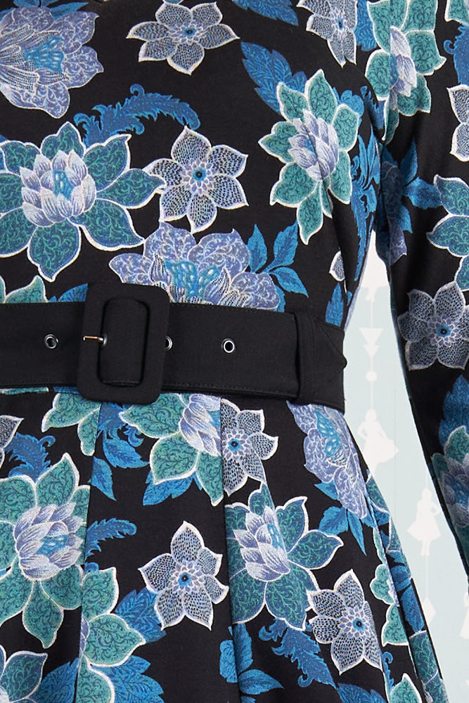Hasia-Lee Blue Floral Knit Dress by Miss Candyfloss Modern Millie Hasia-Lee Blue Floral Knit Dress by Miss Candyfloss Modern Millie