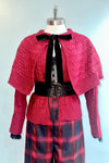 Cable Knit Capelet Cardigan with Velvet Bow in Burgundy