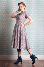 Phoebe-Wisteria Tartan Swing Dress by Miss Candyfloss