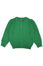 Kids Kelly Green Puff Sleeve Cardigan