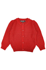 Kids Red Puff Sleeve Cardigan