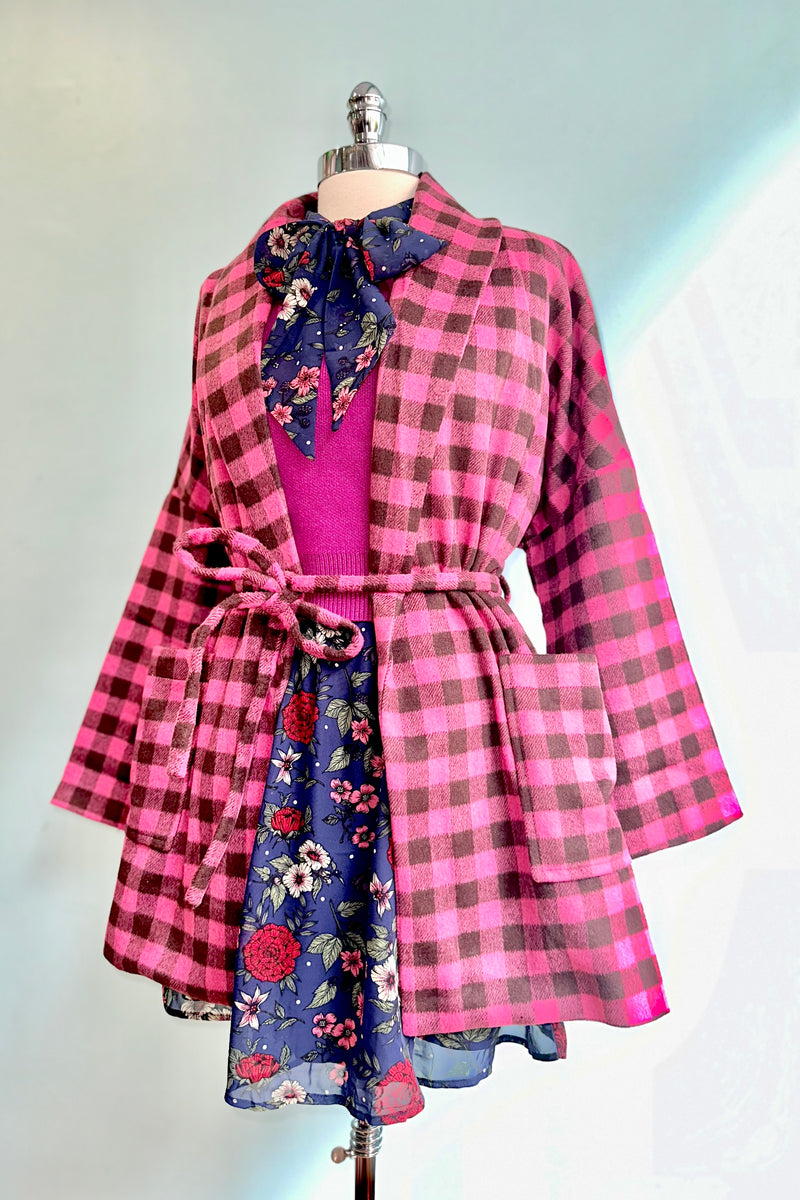 Pink Checkered Wrap Coat by Compania Fantastica