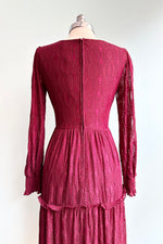 Rhea Burgundy Lace Midi Dress by Hell Bunny