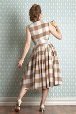 Marcella-Sadie Sand Checked Dress by Miss Candyfloss
