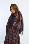 Navy Plaid Scarf by Molly Bracken