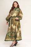 Green and Gold Paisley Maxi Dress