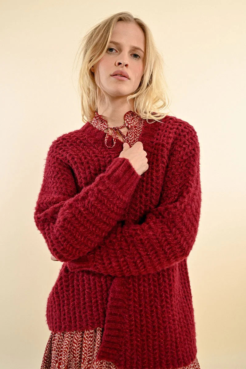 Dark Red Super Soft Open Cardigan by Molly Bracken