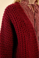 Dark Red Super Soft Open Cardigan by Molly Bracken