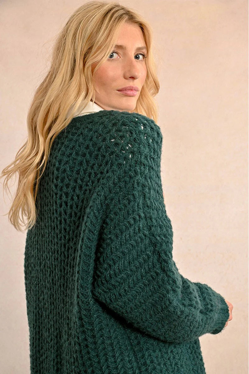 Forest Green Super Soft Open Cardigan by Molly Bracken