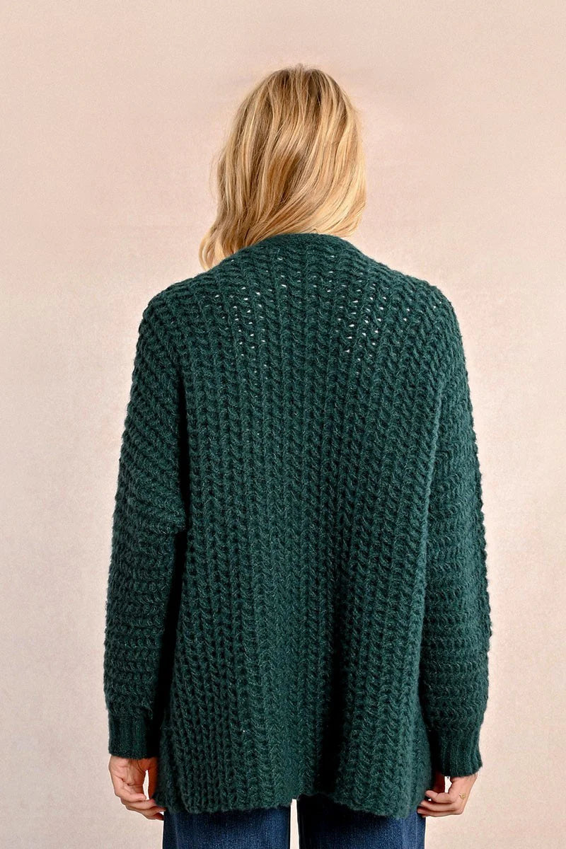 Forest Green Super Soft Open Cardigan by Molly Bracken