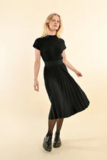 Black Pleated Sweater Skirt by Molly Bracken