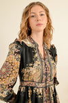 Black and Gold Paisley Shirt Dress by Molly Bracken