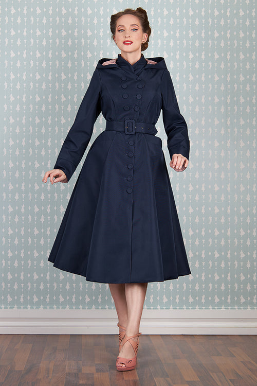 Laina-Lee Navy and Pink Reversible Water Repellent Coat by Miss Candyfloss