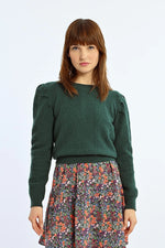 Structured Puff Sleeve Sweater in Green by Lili Sidonio