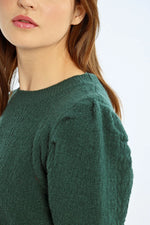 Structured Puff Sleeve Sweater in Green by Lili Sidonio