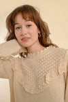 Cream Ruffled Pointelle Sweater by Molly Bracken