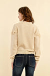 Cream Ruffled Pointelle Sweater by Molly Bracken