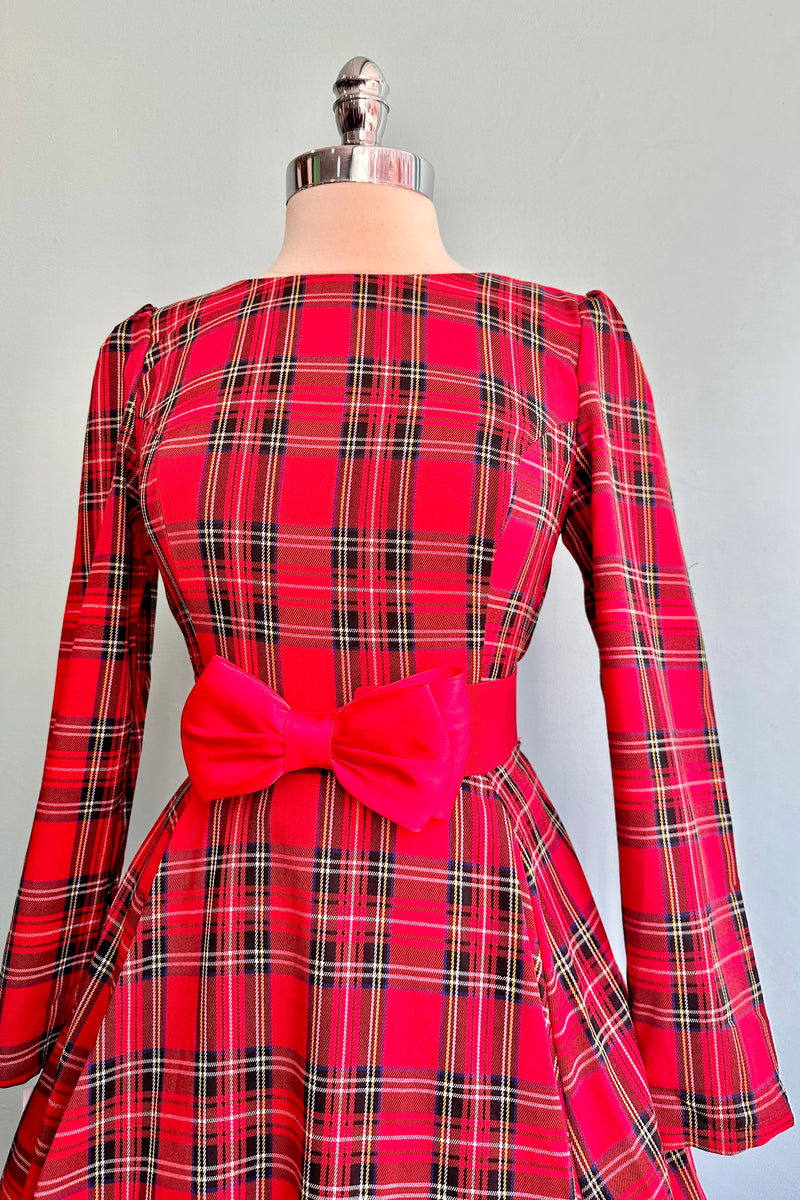 Red Plaid Dress by Hearts & Roses London