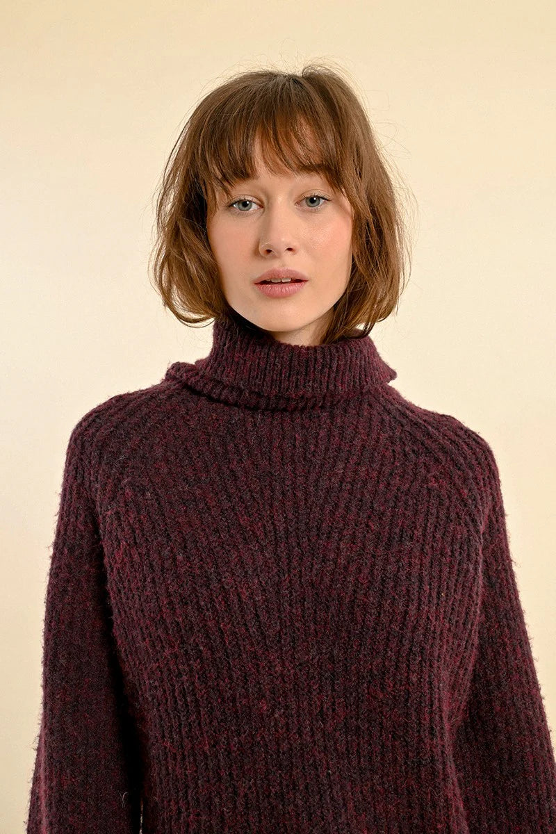 Turtleneck Sweater in Burgundy by Molly Bracken