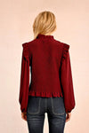 Burgundy Ruffled and Smocked Blouse by Molly Bracken